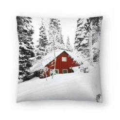 Red Cabin By Tanya Shumkina Throw Pillow - Americanflat -Americanflat GUEST b322c1f5 57ca 4017 8362 c3872c1df7a7