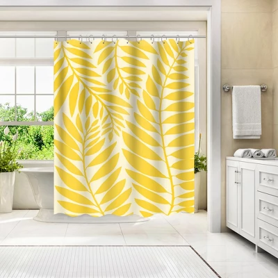 Americanflat 71" X 74" Shower Curtain, Golden Yellow Leaves By Modern Tropical 3 Americanflat 71" X 74" Shower Curtain, Golden Yellow Leaves By Modern Tropical