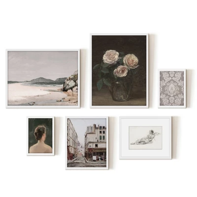 Americanflat 6 Piece Vintage Gallery Wall Art Set - Three Pink Roses, Brazillian Beachscape Street Corner Reclining Woman By Maple + Oak 8 Americanflat 6 Piece Vintage Gallery Wall Art Set - Three Pink Roses, Brazillian Beachscape Street Corner Reclining Woman By Maple + Oak - Image 6