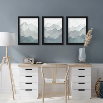 (Set Of 3) Watercolor Mountains By Leah Graw Framed Triptych Wall Art Set - Americanflat 3 (Set Of 3) Watercolor Mountains By Leah Graw Framed Triptych Wall Art Set - Americanflat