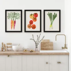 Americanflat Vegetable Garden By World Art Group - 3 Piece Gallery Framed Print Art Set