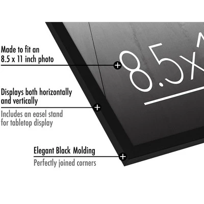 Americanflat 8.5x11 Picture Frame With Shatter-Resistant Glass - Streamline Collection - Thin Border Photo Frame For Wall - Black 4 Americanflat 8.5x11 Picture Frame With Shatter-Resistant Glass - Streamline Collection - Thin Border Photo Frame For Wall - Black - Image 2