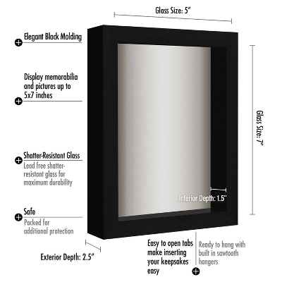 Americanflat Shadow Box Frame With Tempered Shatter-resistant Glass - Available In A Variety Of Sizes And Styles 3 Americanflat Shadow Box Frame With Tempered Shatter-resistant Glass - Available In A Variety Of Sizes And Styles