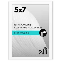 Americanflat 5x7 Picture Frame With Shatter-Resistant Glass - - Thin Border Photo Frame For Tabletop And Wall Display - Hanging Hardware And Easel