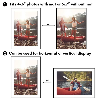 Americanflat Front Loading 5x7 Picture Frame Set With Mat For 4x6 - Perfect For Photos - 12 Pack - Black 5 Americanflat Front Loading 5x7 Picture Frame Set With Mat For 4x6 - Perfect For Photos - 12 Pack - Black - Image 3