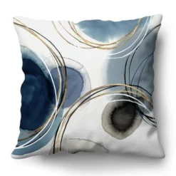 Americanflat 18x18 Throw Pillow With Sewn-In Insert - All-In-One Decorative Pillows - No Cover Needed - Polyester - Blue, White, Black And Gold