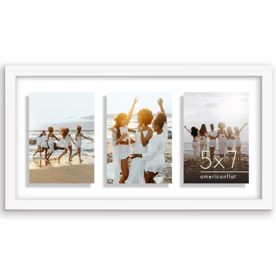 Americanflat 5x7 Picture Frame Collage With Shatter-Resistant Glass - Fits Three 5x7 Photos Or Use As One 10x20 Picture Frame - White 3 Americanflat 5x7 Picture Frame Collage With Shatter-Resistant Glass - Fits Three 5x7 Photos Or Use As One 10x20 Picture Frame - White