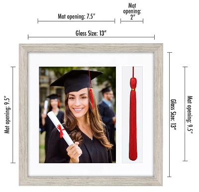 Americanflat 13x13 Graduation Frame With Tempered Shatter-resistant Glass - 2 Opening Mat Displays 8"x10" Diploma Or Certificate And Tassle - Available In A Variety Of Colors 4 Americanflat 13x13 Graduation Frame With Tempered Shatter-resistant Glass - 2 Opening Mat Displays 8"x10" Diploma Or Certificate And Tassle - Available In A Variety Of Colors - Image 2