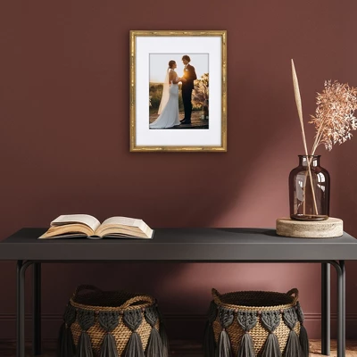 Americanflat 11x14 Picture Frame With Bamboo Design And Shatter-Resistant Glass - Use As 8x10 Frame With Mat Or Display 11x14 Photo Without Mat - Gold 5 Americanflat 11x14 Picture Frame With Bamboo Design And Shatter-Resistant Glass - Use As 8x10 Frame With Mat Or Display 11x14 Photo Without Mat - Gold - Image 3