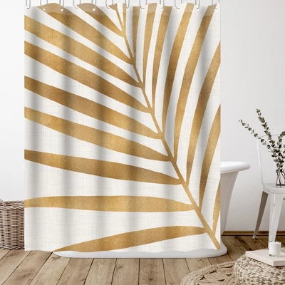 Americanflat 71" X 74" Shower Curtain, Gold Palm Leaf By Modern Tropical 4 Americanflat 71" X 74" Shower Curtain, Gold Palm Leaf By Modern Tropical - Image 2