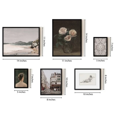 Americanflat 6 Piece Vintage Gallery Wall Art Set - Three Pink Roses, Brazillian Beachscape Street Corner Reclining Woman By Maple + Oak 4 Americanflat 6 Piece Vintage Gallery Wall Art Set - Three Pink Roses, Brazillian Beachscape Street Corner Reclining Woman By Maple + Oak - Image 2