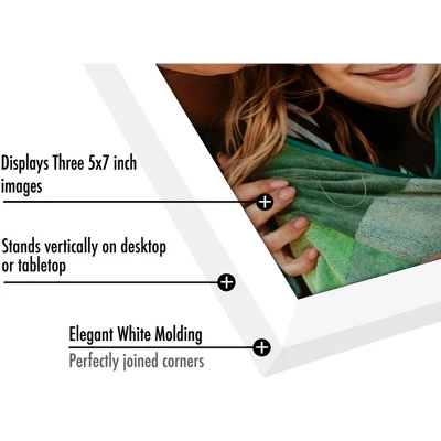 Americanflat Hinged 3 Photo Frame In White MDF - Desk Photo Frame For 5X7" Photos - Tri Folding Picture Frame For Desk 4 Americanflat Hinged 3 Photo Frame In White MDF - Desk Photo Frame For 5X7" Photos - Tri Folding Picture Frame For Desk - Image 2