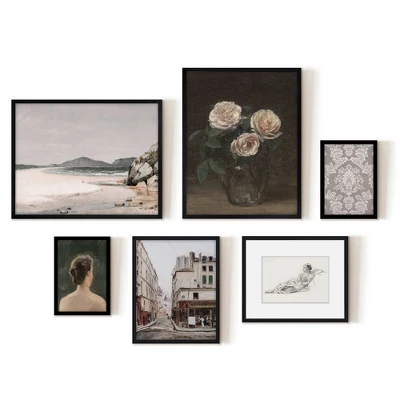 Americanflat 6 Piece Vintage Gallery Wall Art Set - Three Pink Roses, Brazillian Beachscape Street Corner Reclining Woman By Maple + Oak 6 Americanflat 6 Piece Vintage Gallery Wall Art Set - Three Pink Roses, Brazillian Beachscape Street Corner Reclining Woman By Maple + Oak - Image 4