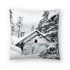Cabins In Snowy Pine Tree Forest By Tanya Shumkina Throw Pillow - Americanflat -Americanflat GUEST f0219a18 9d5e 449b 95b4 48df757722d3