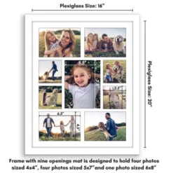 Americanflat 16x20 Collage Picture Frame - Multi Picture Frames Fit One 6x8, Four 5x7 And Four 4x4 Photos Or Use As One 16x20 Frame -- White