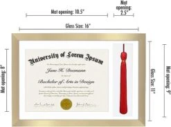 Americanflat 11x16 Graduation Frame With Tempered Shatter-resistant Glass - 2 Opening Mat Displays 8.5"x11" Diploma Or Certificate And Tassle - Available In A Variety Of Colors 21 Americanflat 11x16 Graduation Frame With Tempered Shatter-resistant Glass - 2 Opening Mat Displays 8.5"x11" Diploma Or Certificate And Tassle - Available In A Variety Of Colors -Americanflat GUEST f7328b6e 929b 4092 b97e 95b05834c1bd