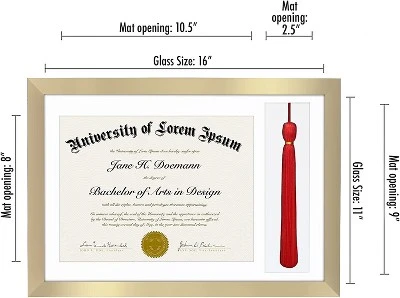 Americanflat 11x16 Graduation Frame With Tempered Shatter-resistant Glass - 2 Opening Mat Displays 8.5"x11" Diploma Or Certificate And Tassle - Available In A Variety Of Colors 11 Americanflat 11x16 Graduation Frame With Tempered Shatter-resistant Glass - 2 Opening Mat Displays 8.5"x11" Diploma Or Certificate And Tassle - Available In A Variety Of Colors - Image 9