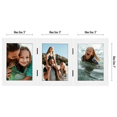 Americanflat Hinged 3 Photo Frame In White MDF - Desk Photo Frame For 5X7" Photos - Tri Folding Picture Frame For Desk 3 Americanflat Hinged 3 Photo Frame In White MDF - Desk Photo Frame For 5X7" Photos - Tri Folding Picture Frame For Desk