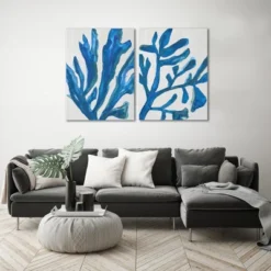 (Set Of 2) Blue Watercolor Seaweed Painitng By Jetty Home Wall Art Set - Americanflat -Americanflat GUEST fa7eff43 84b4 4cbc bc04 8e0fec2c2051