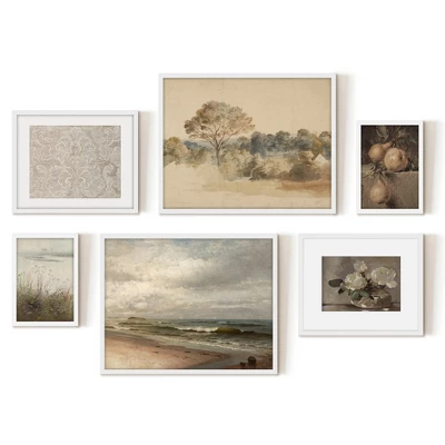 Americanflat 6 Piece Vintage Gallery Wall Art Set - Elm Tree Landscape, The Shore, Woven Silk Textile, Floral Still By Maple + Oak 8 Americanflat 6 Piece Vintage Gallery Wall Art Set - Elm Tree Landscape, The Shore, Woven Silk Textile, Floral Still By Maple + Oak - Image 6