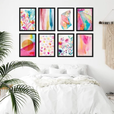 Jeweel Toned Watercolors By Hope Bainbridge - Modern 8 Piece Black Framed Art Set - Americanflat 3 Jeweel Toned Watercolors By Hope Bainbridge - Modern 8 Piece Black Framed Art Set - Americanflat