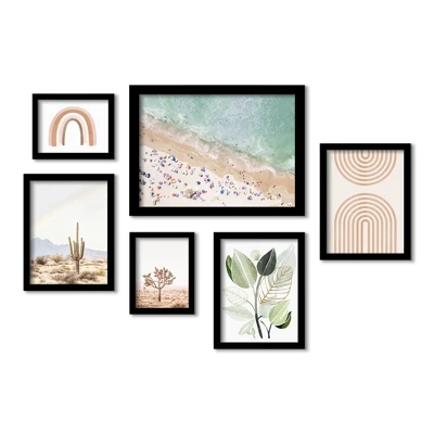 (Set Of 6) Framed Prints Gallery Wall Art Set Pastel Beach By Sisi And Seb - Americanflat 3 (Set Of 6) Framed Prints Gallery Wall Art Set Pastel Beach By Sisi And Seb - Americanflat