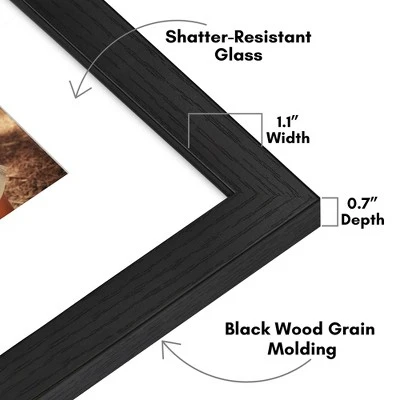 Americanflat 11x14 Picture Frame - Use As 8x10 Frame With Mat Or Display 11x14 Photo Without Mat - Hudson Collection - Black 4 Americanflat 11x14 Picture Frame - Use As 8x10 Frame With Mat Or Display 11x14 Photo Without Mat - Hudson Collection - Black - Image 2